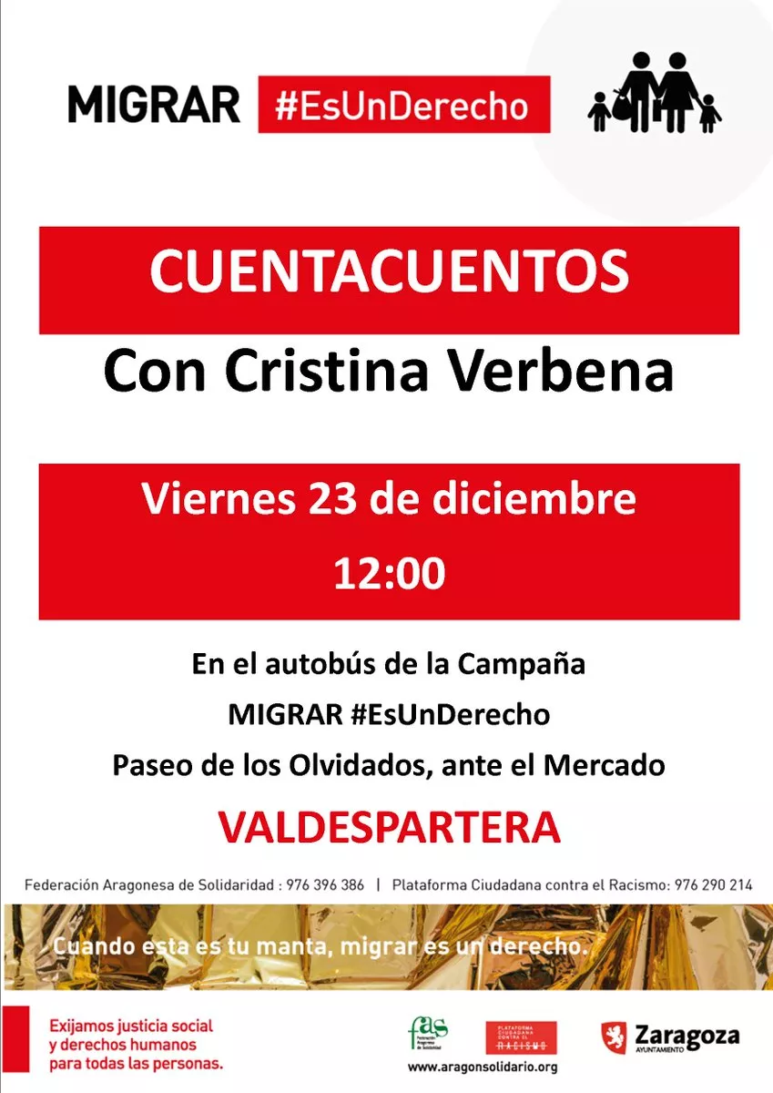 Fin de campaña MIGRAR #EsUnDerecho con un cuentacuentos en Valdespartera