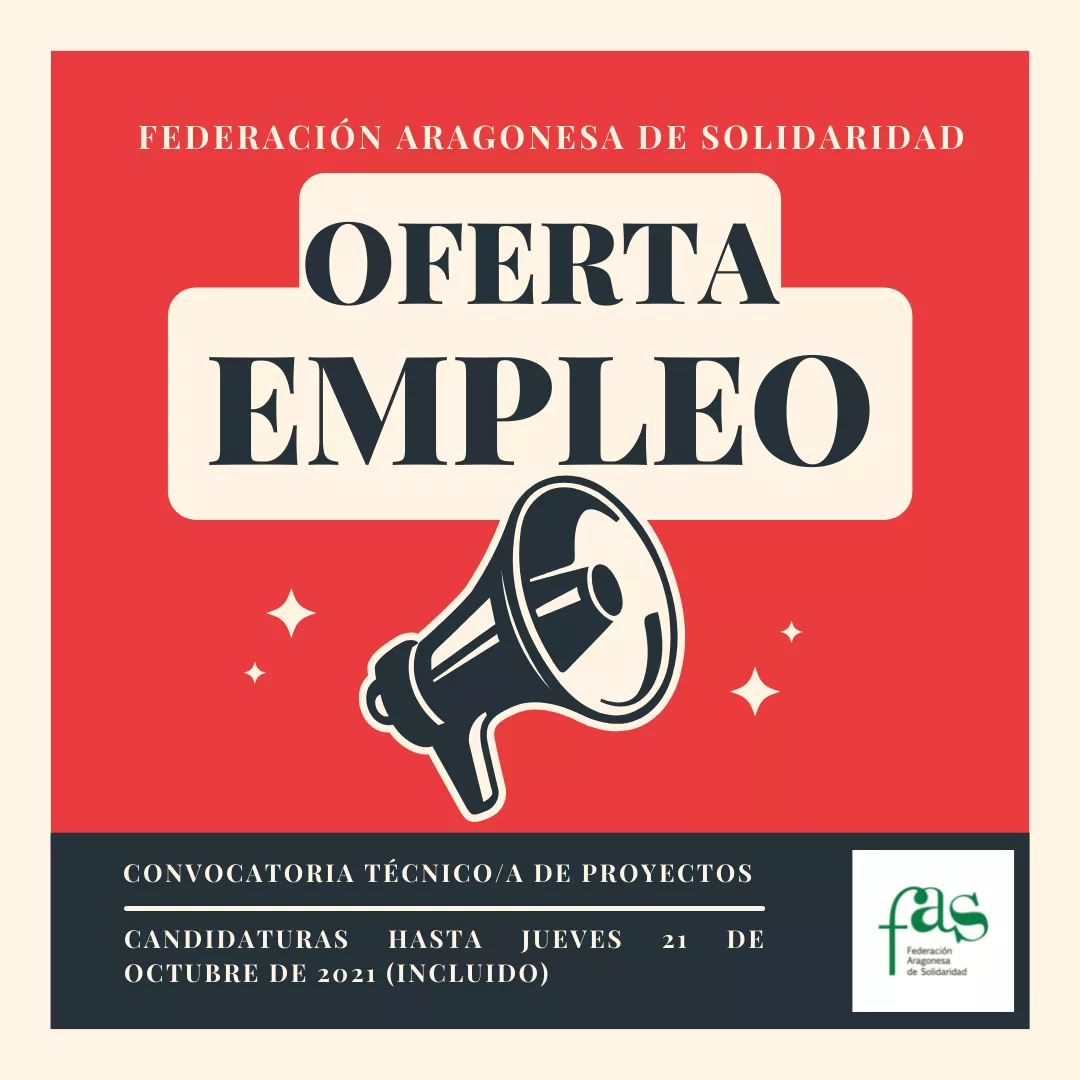 La Federación Aragonesa de Solidaridad lanza oferta de empleo.